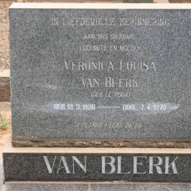 BLERK Veronica Louisa, van nee LE ROUX 1926-1970