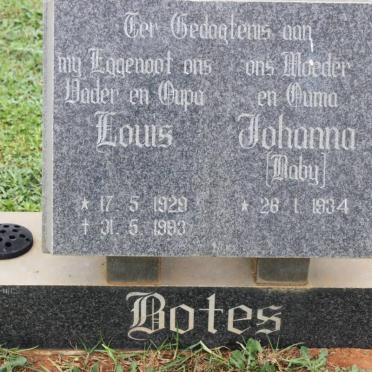 BOTES Louis 1929-1993 &amp; Johanna 1934-