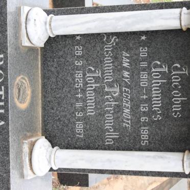 BOTHA Jacobus Johannes 1910-1985 &amp; Susanna Petronella Johanna 1925-1987