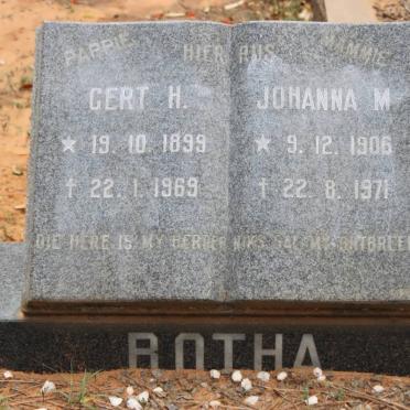 BOTHA Gert H. 1899-1969 &amp; Johanna M. 1906-1971
