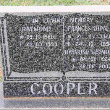 COOPER Raymond Desmond 1924-2007 &amp; Frances Joyce 1928-1994 &amp;  COOPER Raymond 1960-1993
