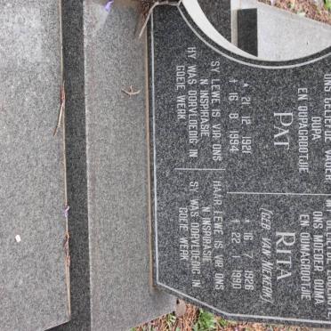 COLLOTY Pat 1921-1994 &amp; Rita VAN NIEKERK 1926-1990