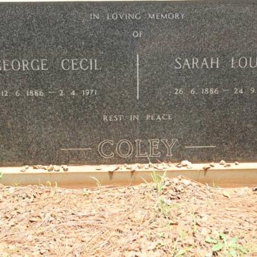COLEY George Cecil 1886-1971 &amp; Sarah Louise 1886-1968