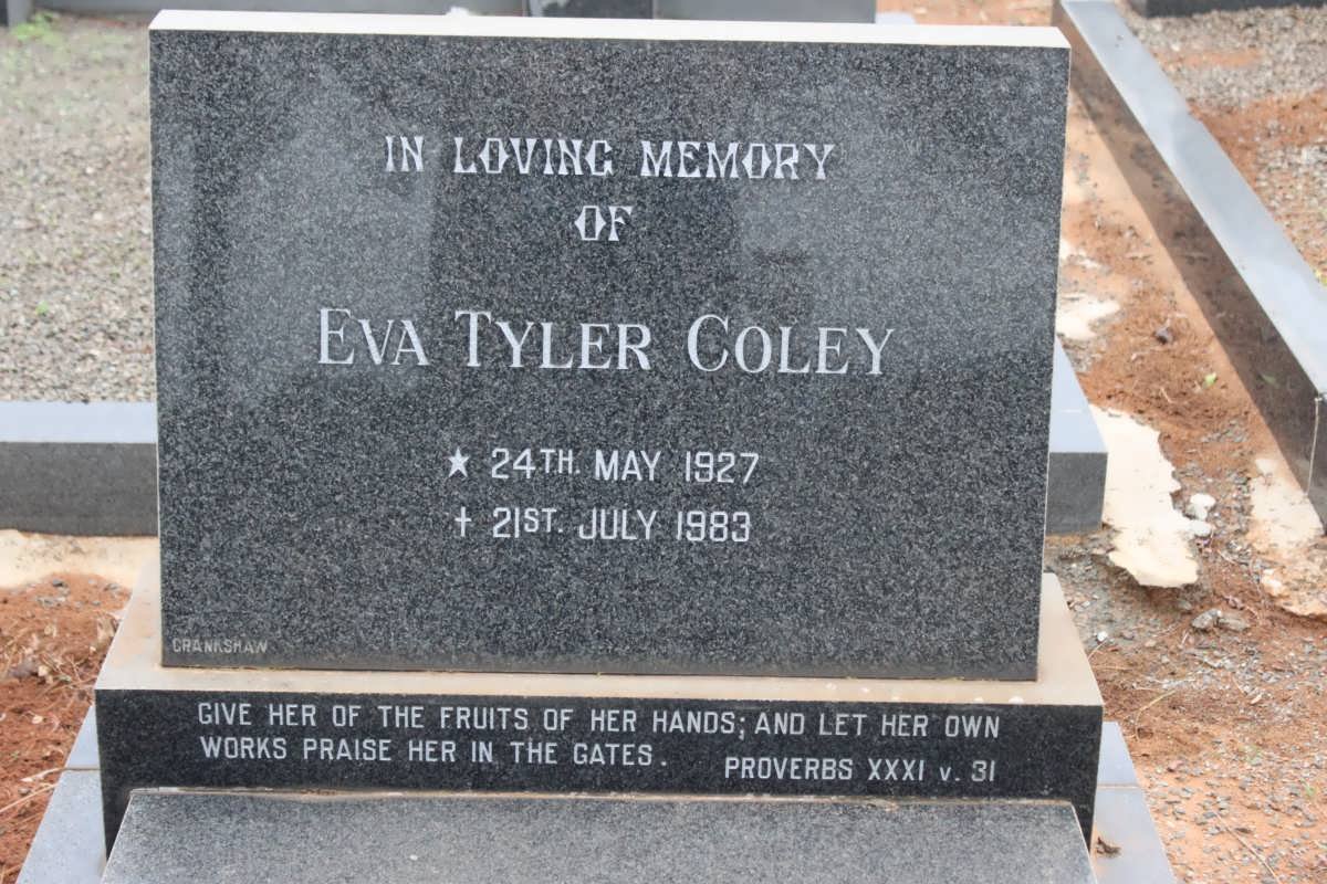 COLEY Eva Tyler 1927-1983