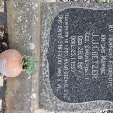 COETZER J.J. nee SWANEPOEL 1927-1957