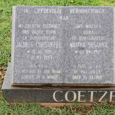 COETZER Jacobus Christoffel 1915-1997 &amp; Martha Susanna 1921-