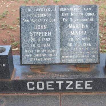 COETZEE John Stephen 1892-1974 &amp; Martha Maria 1899-1986