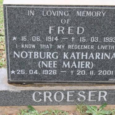 CROESER Fred 1914-1993 &amp; Notburg Katharina MAIER 1926-2001