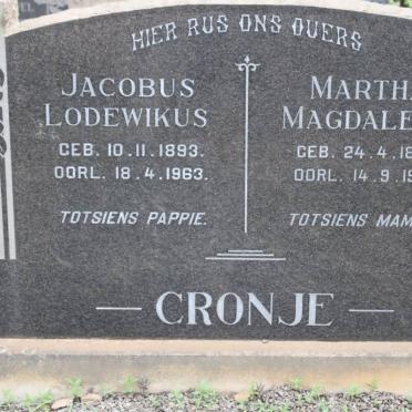 CRONJE Jacobus Lodewikus 1893-1963 &amp; Martha Magdalena 1899-1994