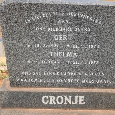 CRONJE Gert 1931-1973 &amp; Thelma 1936-1973