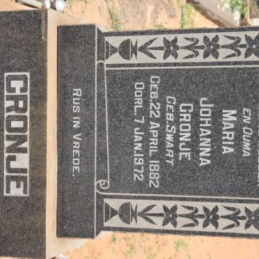 CRONJE Maria Johanna nee SWART 1882-1972