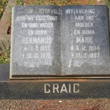 CRAIG Hermanus 1897-1979 &amp; Marie 1904-1997
