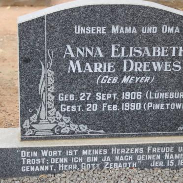 DREWES Anna Elisabeth Marie nee MEYER 1906-1990