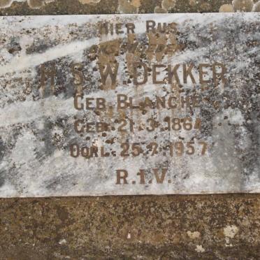 DEKKER H.S.W. nee BLANCHE 1864-1957