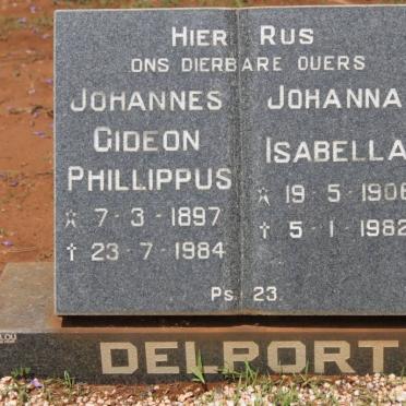 DELPORT Johannes Gideon Phillippus 1897-1984 &amp; Johanna Isabella 1906-1982