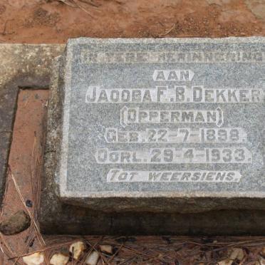 DEKKER Jacoba F.B. nee OPPERMAN 1898-1933