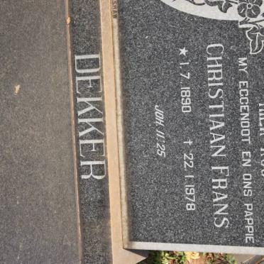 DEKKER Christiaan Frans 1890-1978