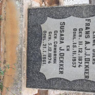 DEKKER Frans A.J.J. 1874-1957 &amp; Susara J. 1874-1961