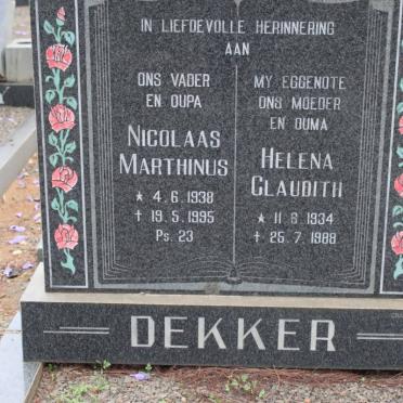 DEKKER Nicolaas Marthinus 1938-1995 &amp; Helena Claudith 1934-1988