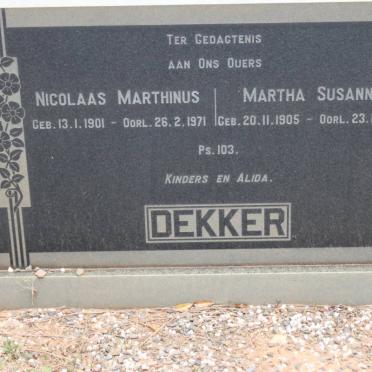 DEKKER Nicolaas Marthinus 1901-1971 &amp; Martha Susanna 1905-1968