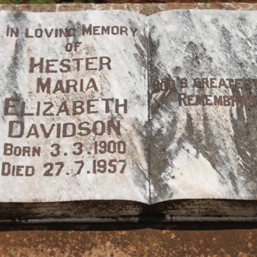 DAVIDSON Hester Maria Elizabeth 1900-1957