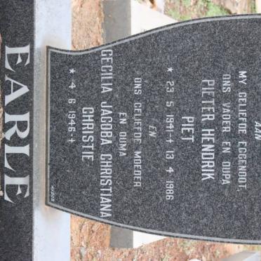 EARLE Pieter Hendrik 1941-1986 &amp; Cecilia Jacoba Christiana 1946-