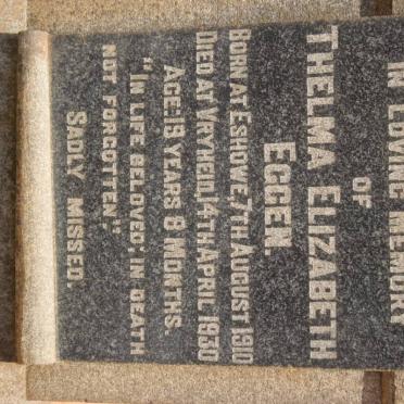 EGGEN Thelma Elizabeth 1910-1930