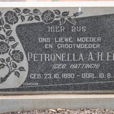 ELS Petronella A.H. nee HATTINGH 1890-1980