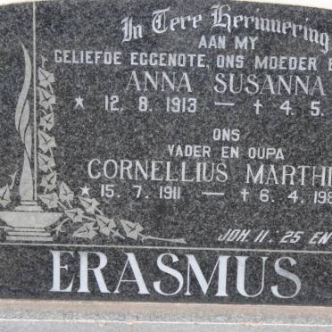 ERASMUS Cornelius Marthinus 1911-1984 &amp; Anna Susanna 1913-1983