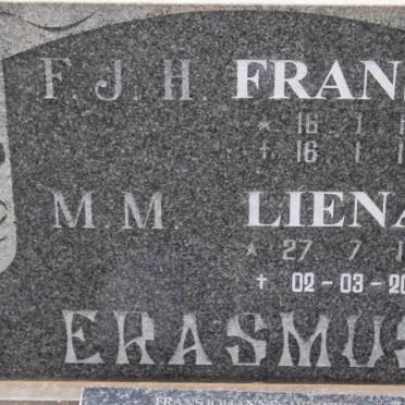 ERASMUS F.J.H. 1909-1988 &amp; M.M. 1919-2006