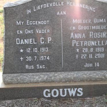 GOUWS Daniel C.P. 1913-1974 &amp; Anna Rosina Petronella 1919-2001