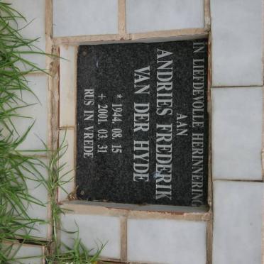 HYDE Andries Frederik, van der 1944-2001
