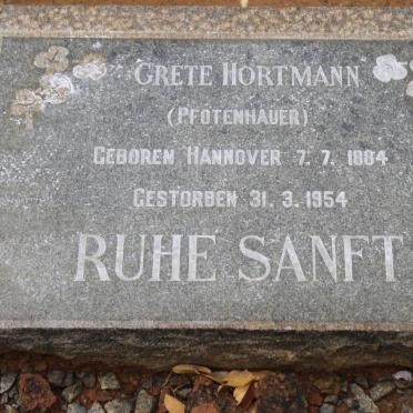HORTMANN Grete nee PFOTENHAUER 1884-1954