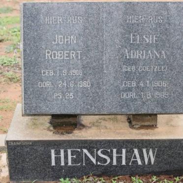 HENSHAW John Robert 1906-1980 &amp; Elsie Adriana COETZEE 1906-1969