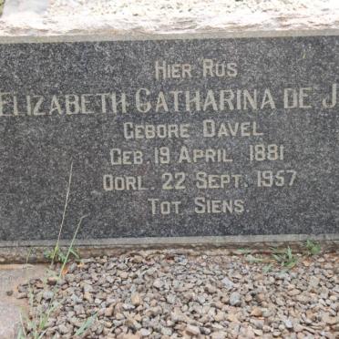 JAGER Elizabeth Catharina, de nee DAVEL 1881-1957