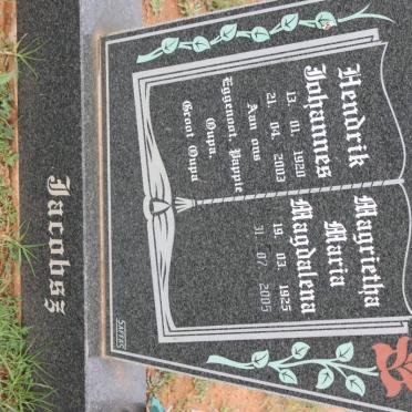 JACOBSZ Hendrik Johannes 1920-2003 &amp; Magrietha Maria Magdalena 1925-2005