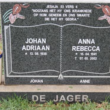 JAGER Johan Adriaan, de 1938- &amp; Anna Rebecca 1941-2002