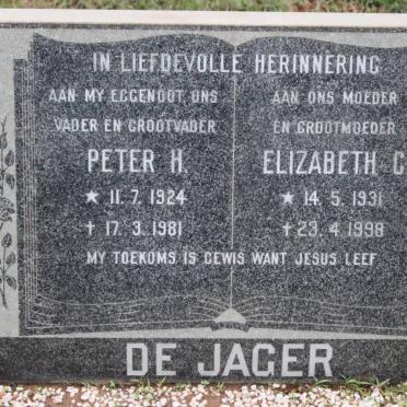 JAGER Peter H., de 1924-1981 &amp; Elizabeth C. 1931-1998