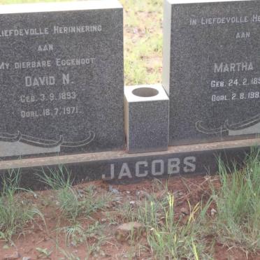 JACOBS David N. 1893-1971 &amp; Martha J. 1896 -1987