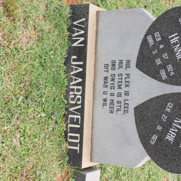 JAARSVELDT Hennie, van 1924-1996 &amp; Marie 1929-