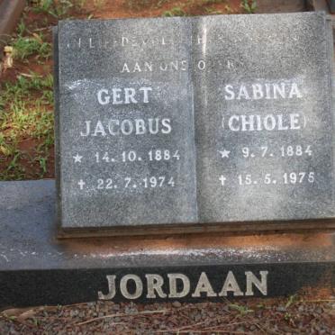 JORDAAN Gert Jacobus 1884-1974 &amp; Sabina CHIOLE 1884-1975