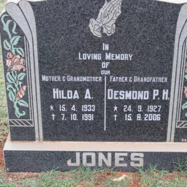 JONES Desmond P.H. 1927-2006 &amp; Hilda A. 1933-1991