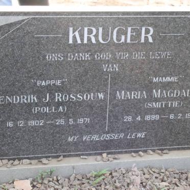 KRUGER Hendrik J. Rossouw 1902-1971 &amp; Maria Magdalena 1899-1994