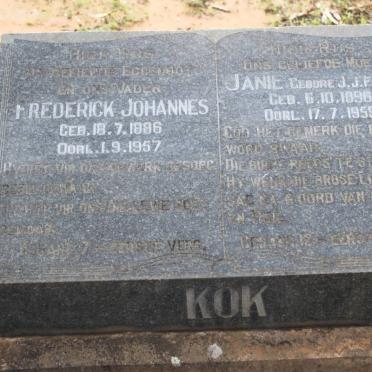 KOK Frederick Johannes 1886-1957 &amp; J.J. FOURIE 1896-1959