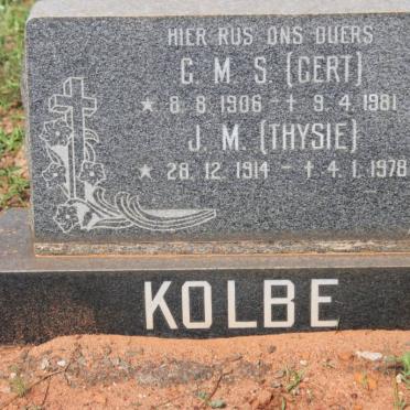 KOLBE G.M.S. 1906-1981 &amp; J.M. 1914-1978