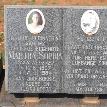 KOCH Martha Sophia nee CLOETE 1907-1984