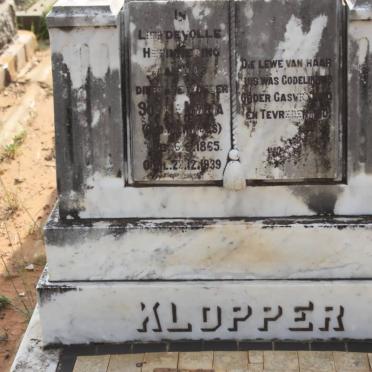 KLOPPER Sophie Maria nee MEINTJIES 1865-1939