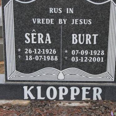 KLOPPER Burt 1928-2001 &amp; Sera 1926-1988