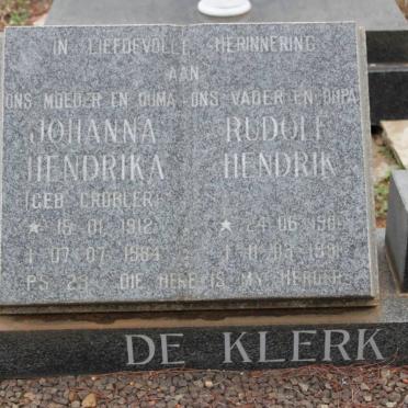 KLERK Rudolph Hendrik, de 1908-1991 &amp; Johanna Hendrika GROBLER 1912 1961