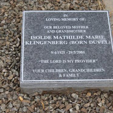 KLINGENBERG Isolde Mathilda Marie nee DUVEL 1925-2000